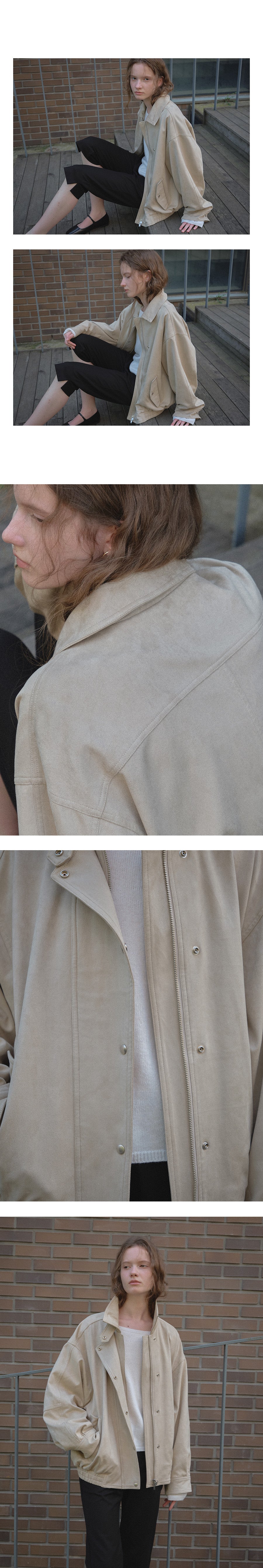 Tillidie Suede double collar jumper Stone beige