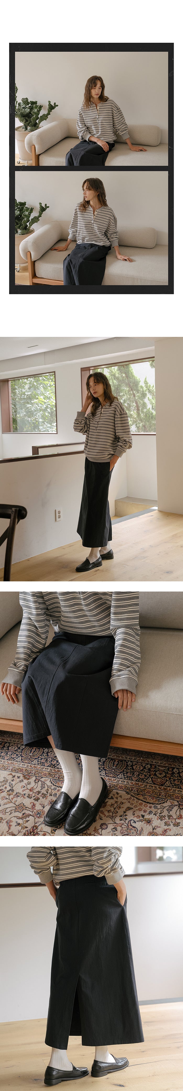 Tillidie Bio wash cotton maxi skirt Navy