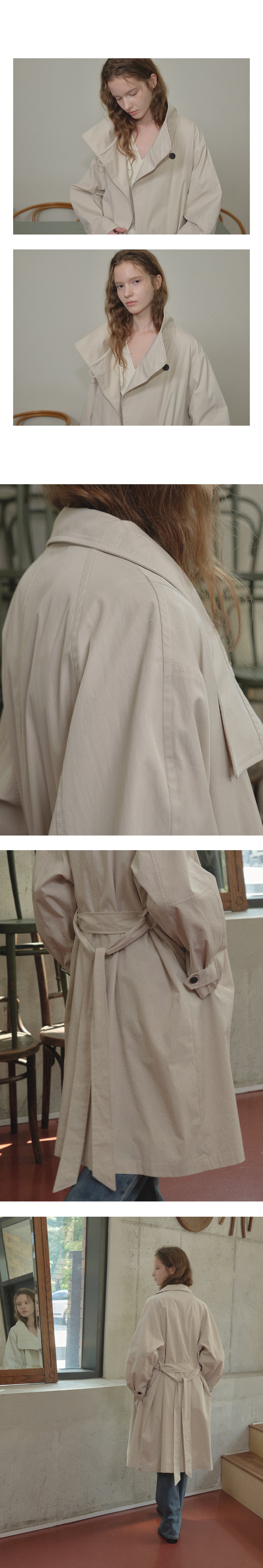 Tillidie One-button collar trench coat Light beige