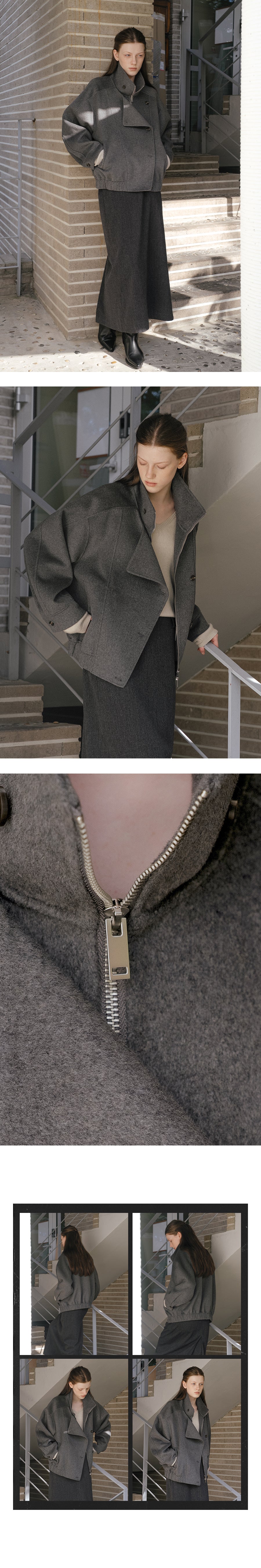 Tillidie Wool handmade crop jacket Charcoal
