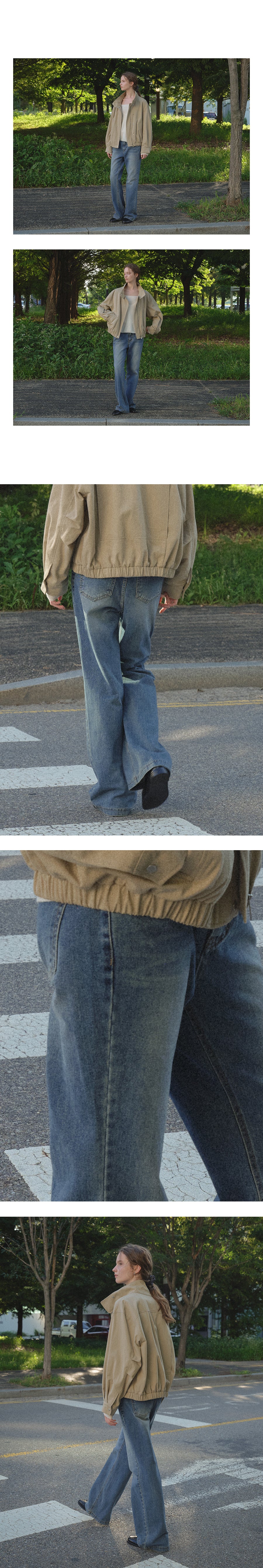 Tillidie Natural washed bootcut denim pants Deep blue