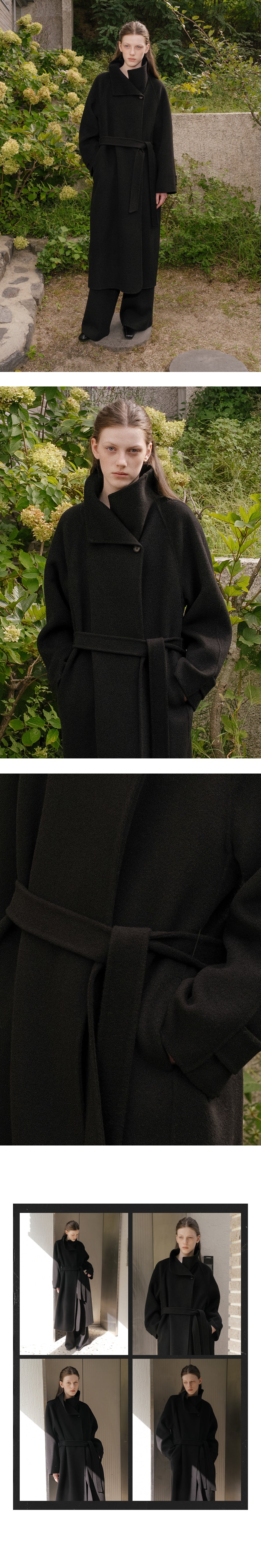 Tillidie Wool 100 handmade long coat Black