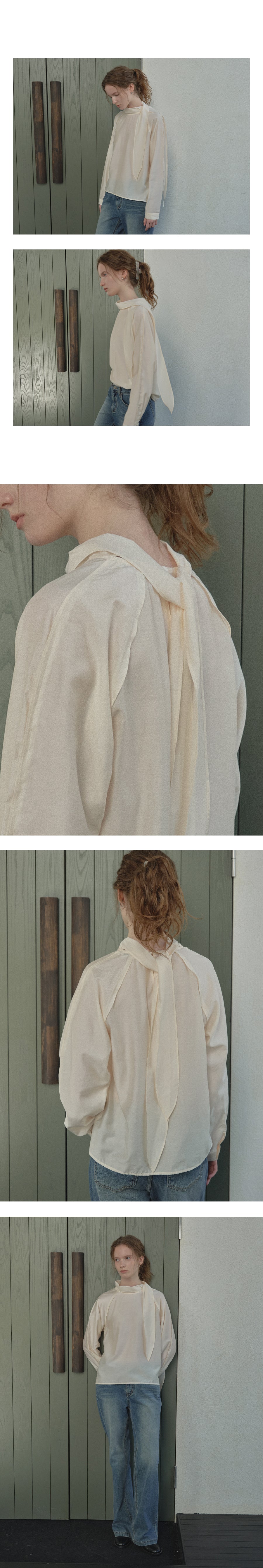 Tillidie Raglan tie layered blouse Cream