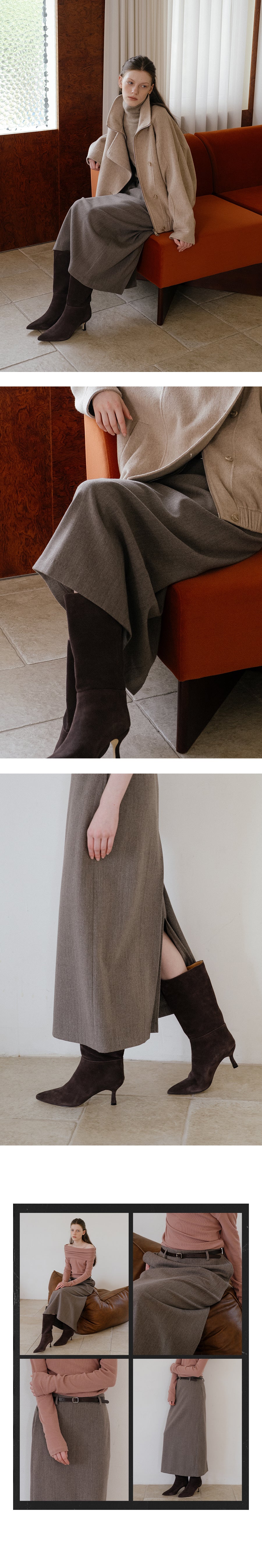 Tillidie Wool H-line maxi skirt Beige