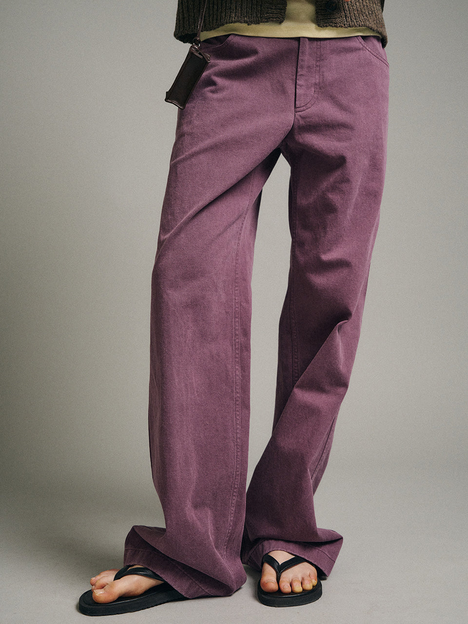 Facade Pattern Mid-Rise Cotton Pants purple