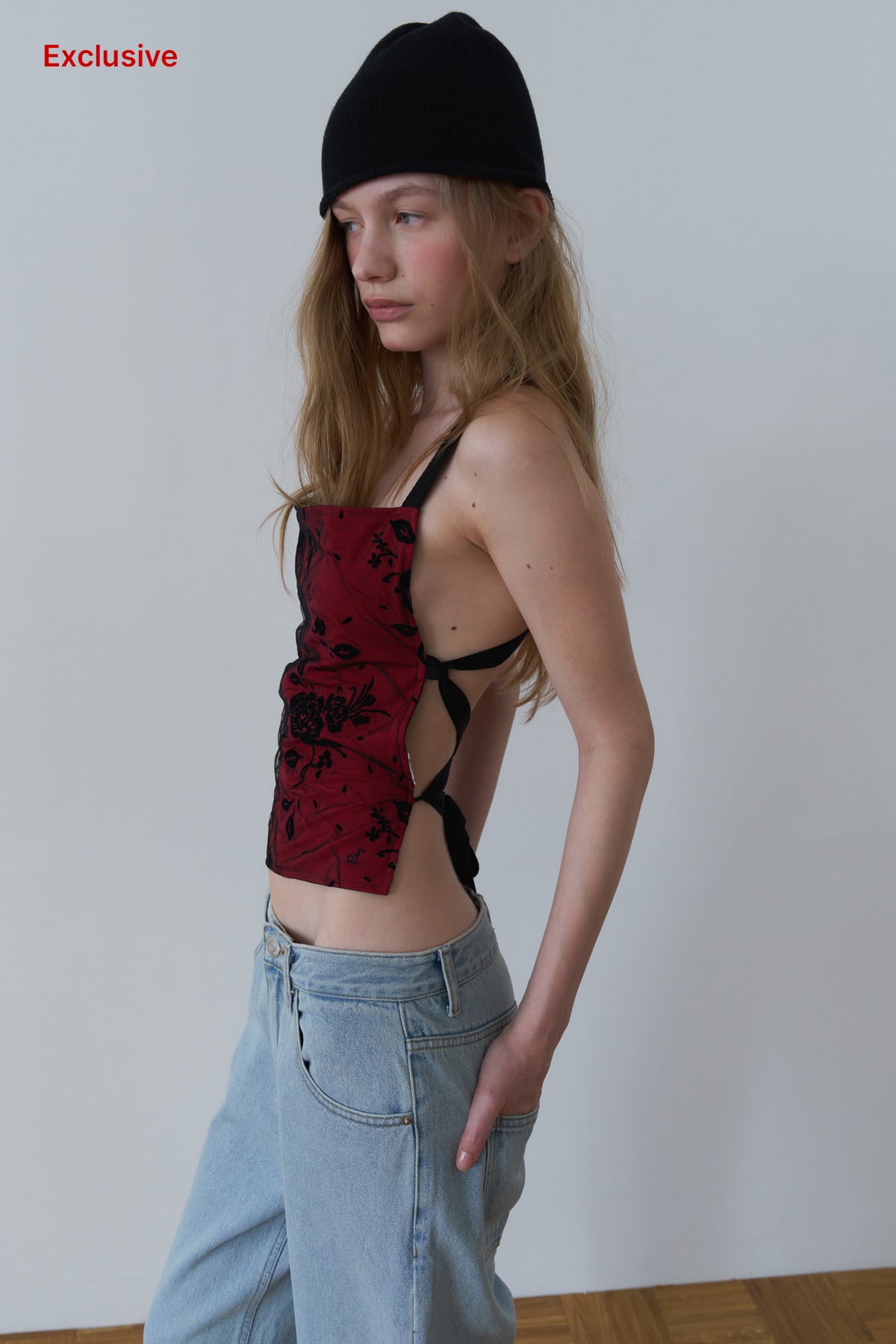 Overdueflair Floral Textured Top Red