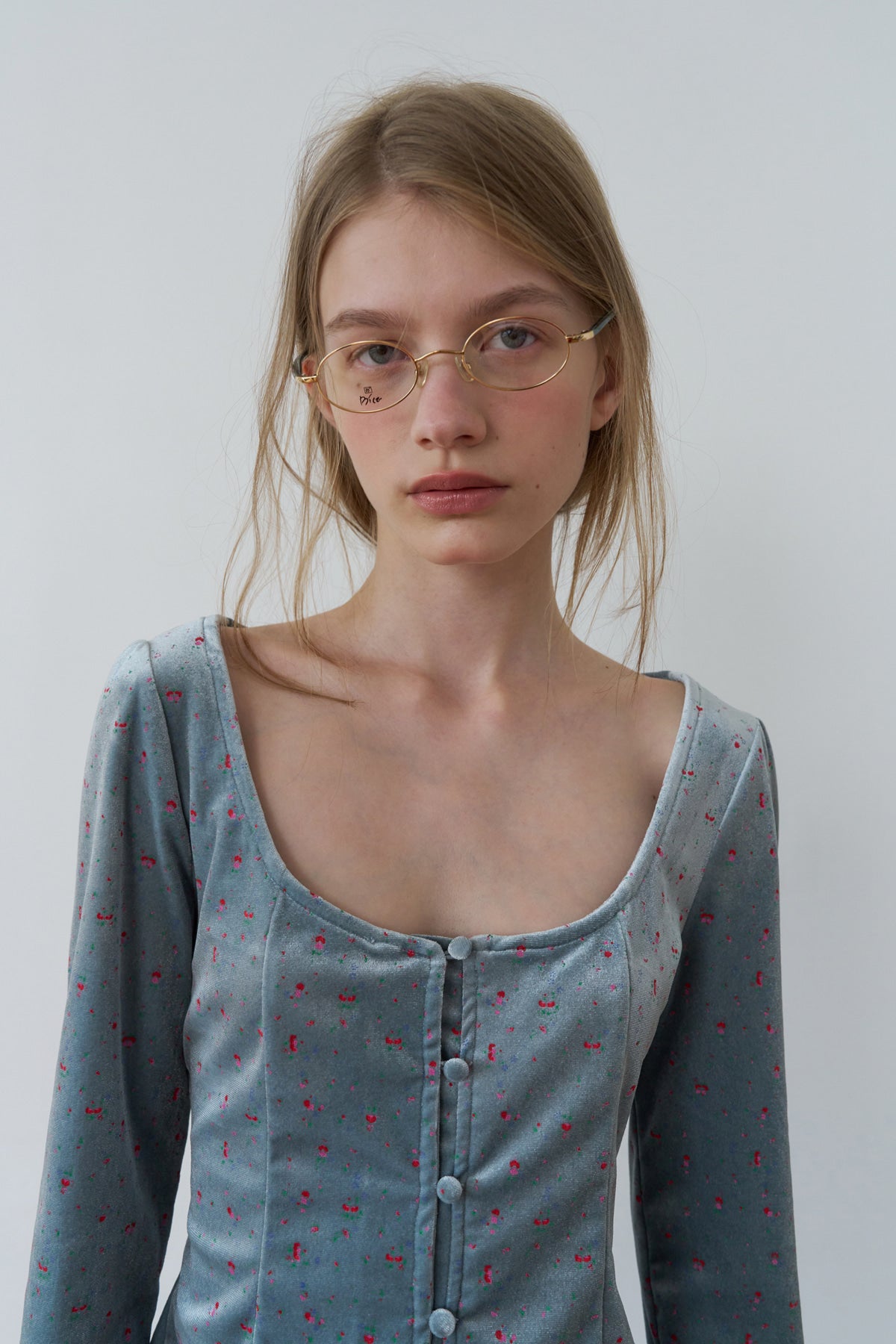 Overdueflair Floral-Printed Tee Blouse Indi Blue
