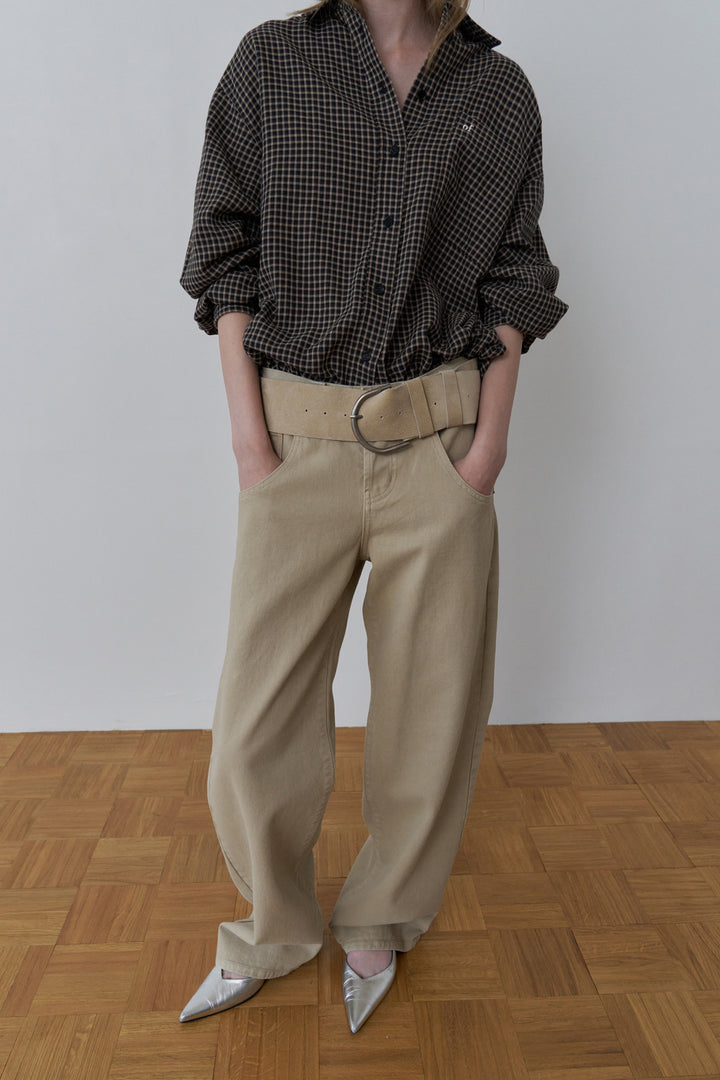 Overdueflair Low-Rise Wide Denim Pants Sand Beige
