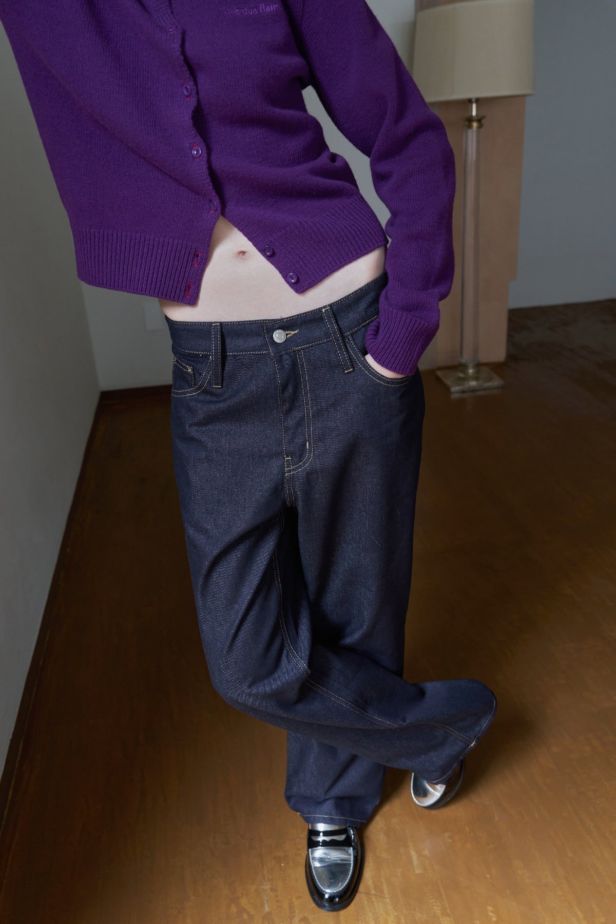 Overdueflair Raw Wide Denim Pants Navy