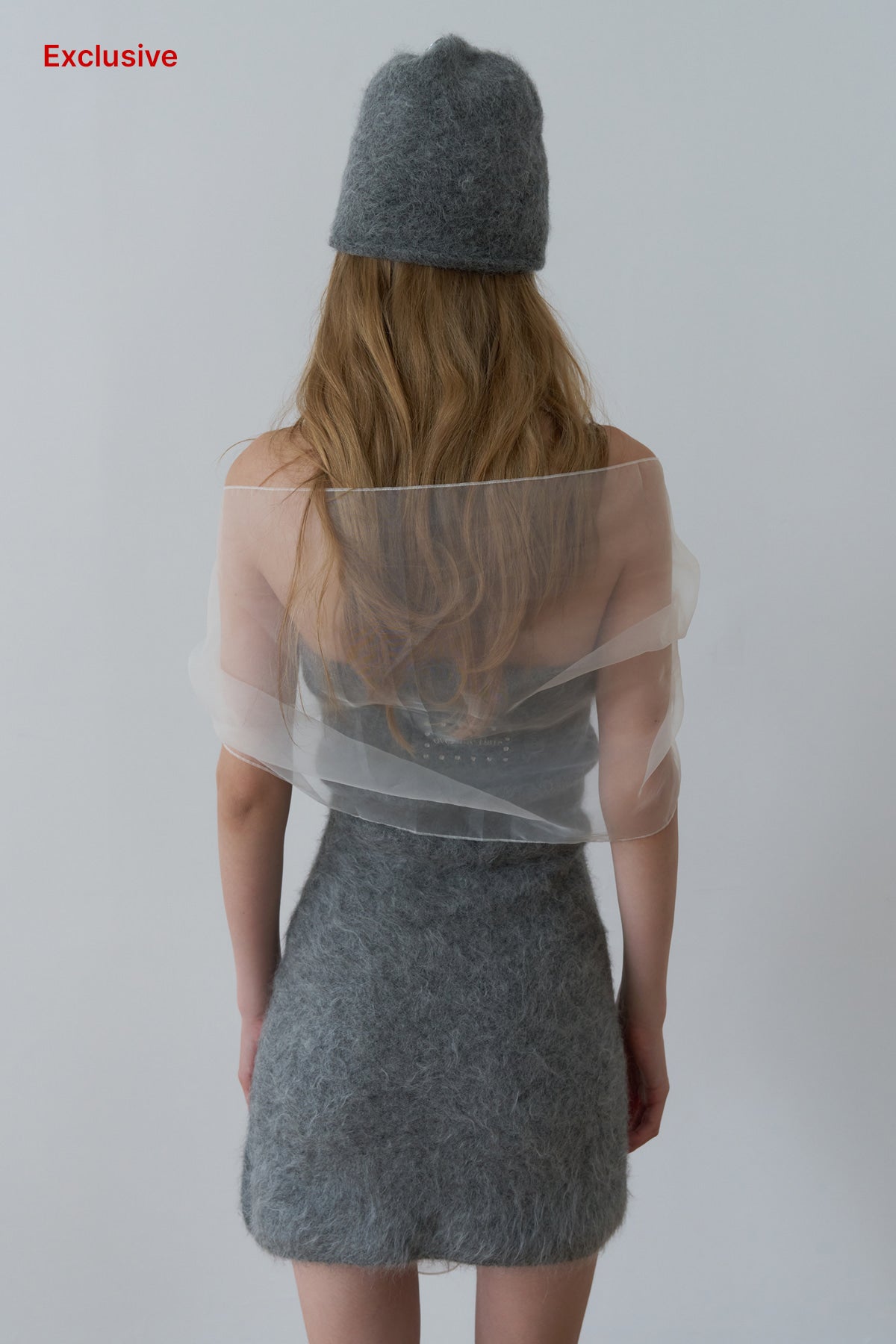 Overdueflair Hairy Knit Layered Tube Dress Grey
