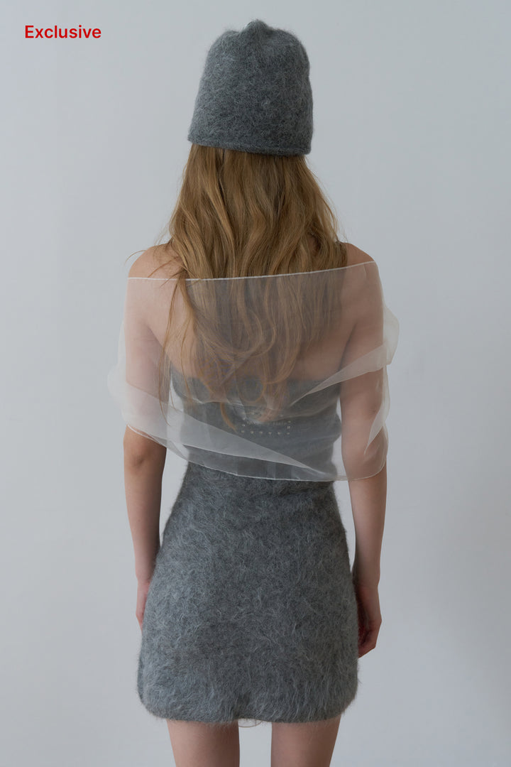 Overdueflair Hairy Knit Layered Tube Dress Grey