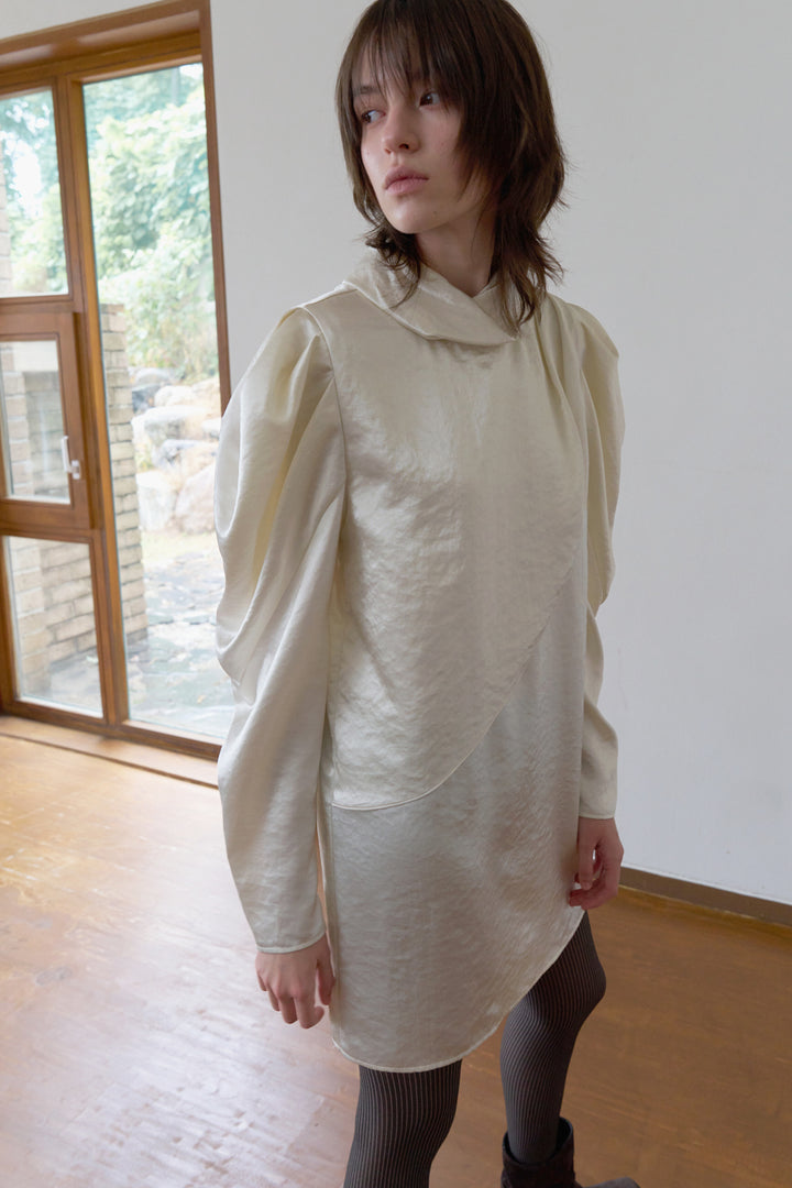 Overdueflair Cupra Draped Mini Dress Cream
