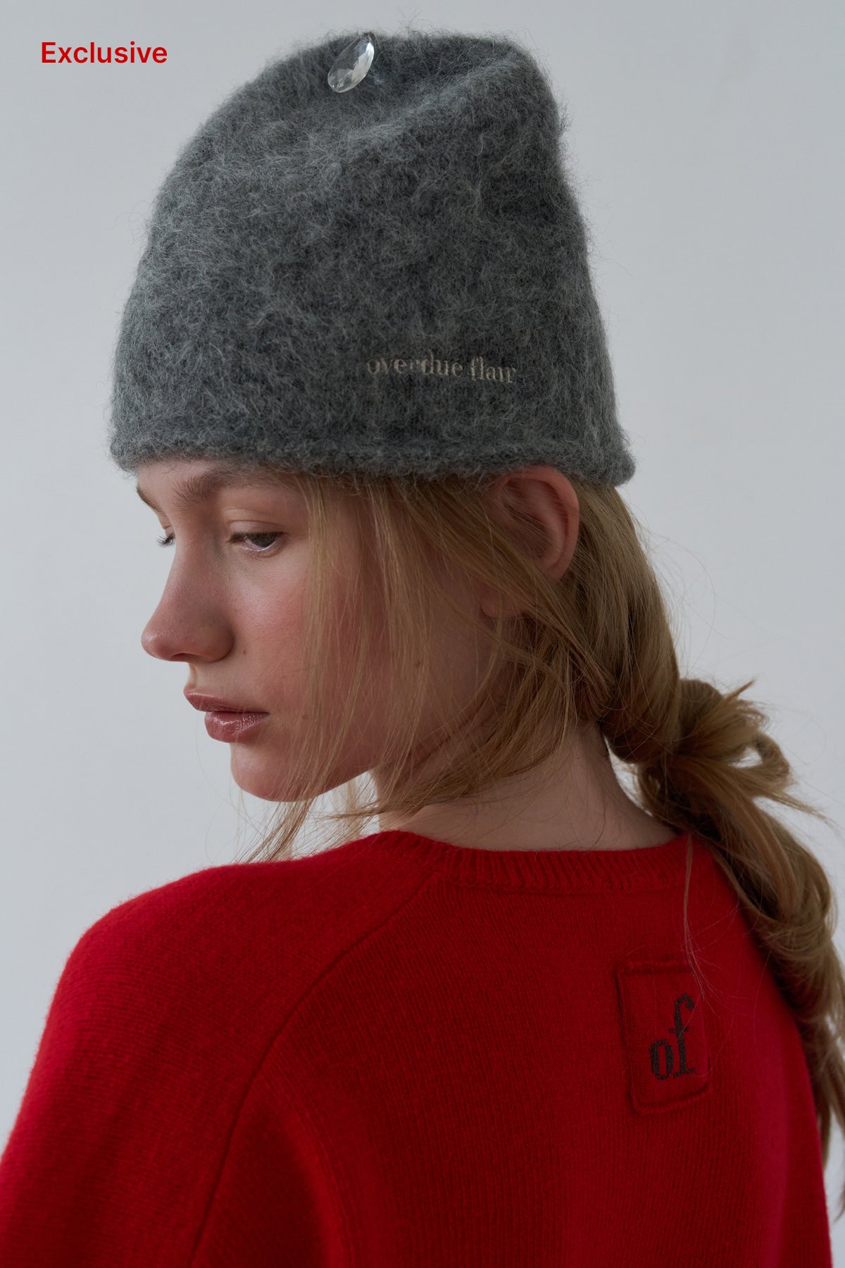 Overdueflair Hairy Textured Knit Beanie Grey
