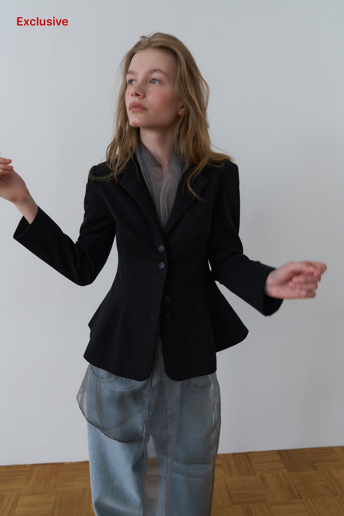 Overdueflair Cotton High-Neck Napoleon Jacket Black