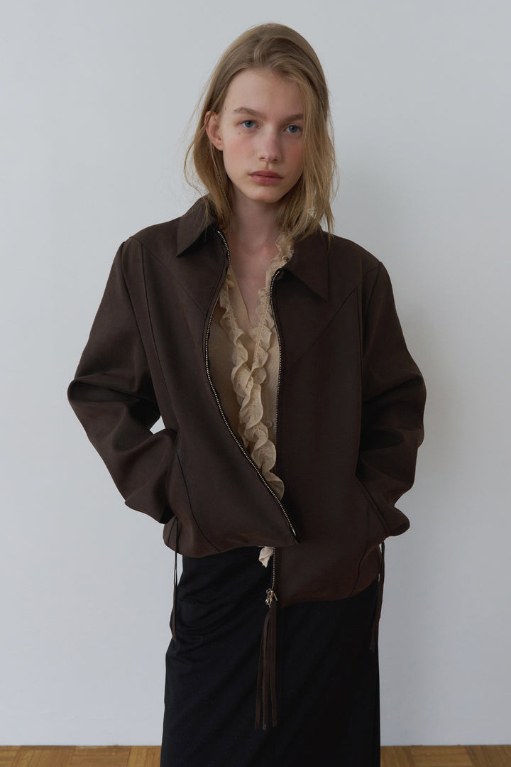 Overdueflair Western Suede Jacket Brown