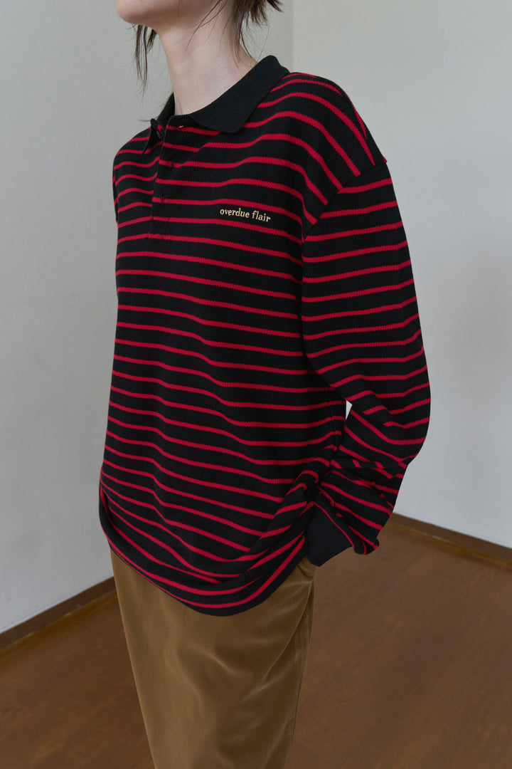 Overdueflair Vintage Pique T-Shirt Red Black