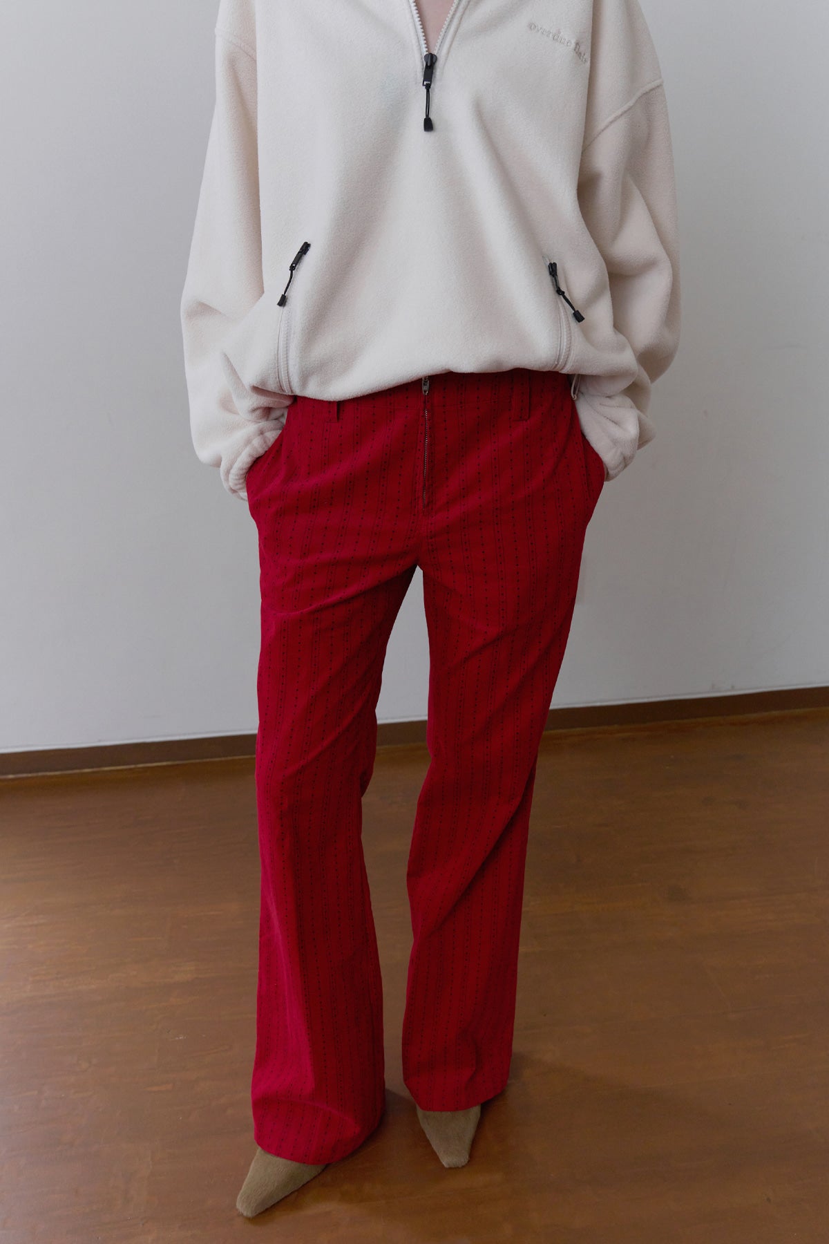 Overdueflair Corduroy Bootcut Pants Red Star