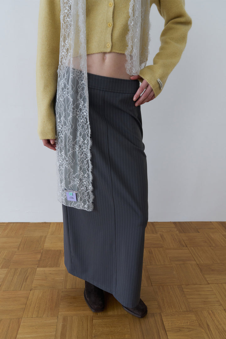 Overdueflair Tension Stretch Maxi Skirt Stripe Grey