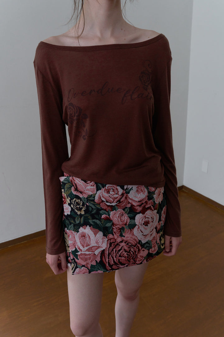 Overdueflair Boat-Neck Slim Fit T-Shirt Red Brown