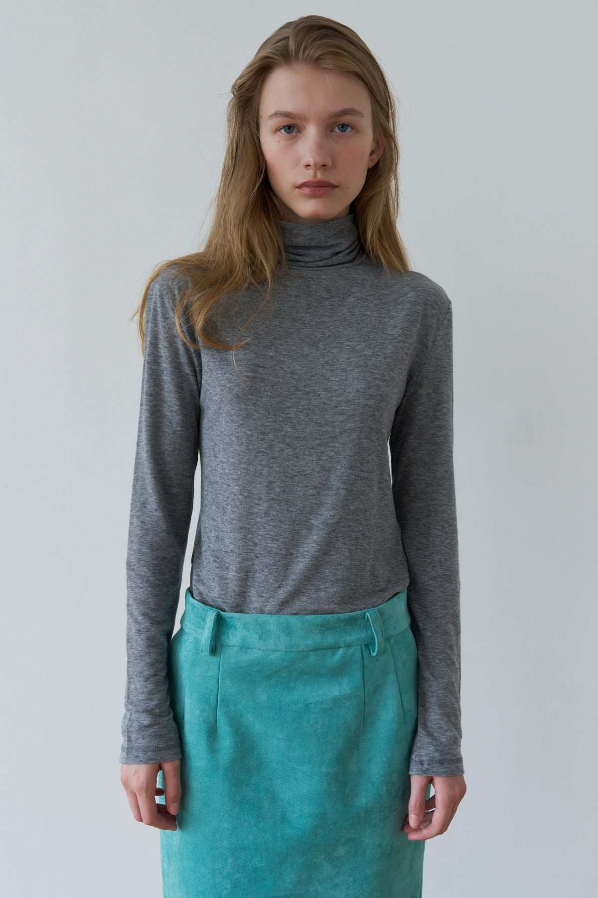 Overdueflair Slim-Fit Wool Turtleneck T-Shirt Grey