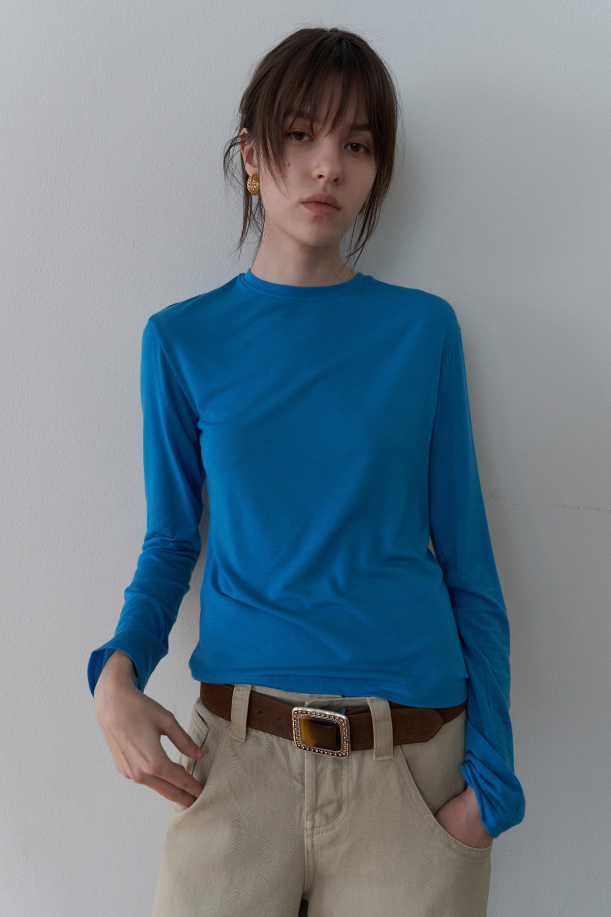 Overdueflair Soft Wool Tencel T-Shirt Cerulean Blue