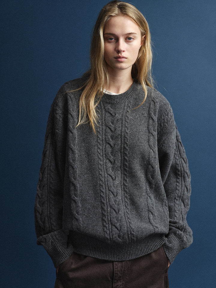 Facade Pattern Oversized Cable Knitwear charcoal
