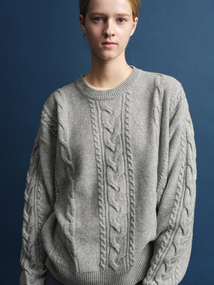 Facade Pattern Oversized Cable Knitwear melange grey