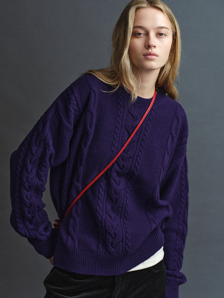 Facade Pattern Oversized Cable Knitwear purple