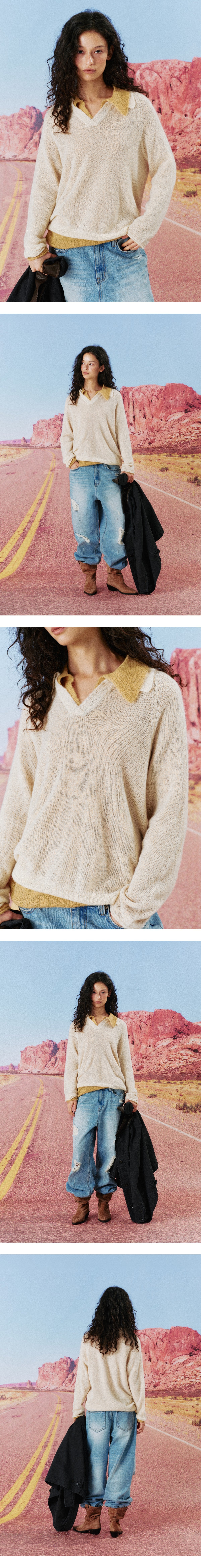 Mango Maniplease Paca Collar Knit Oat Cream