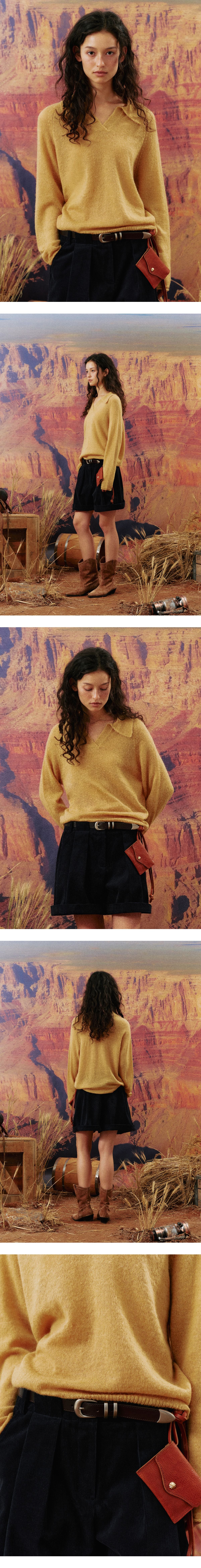 Mango Maniplease Paca Collar Knit Vintage Yellow