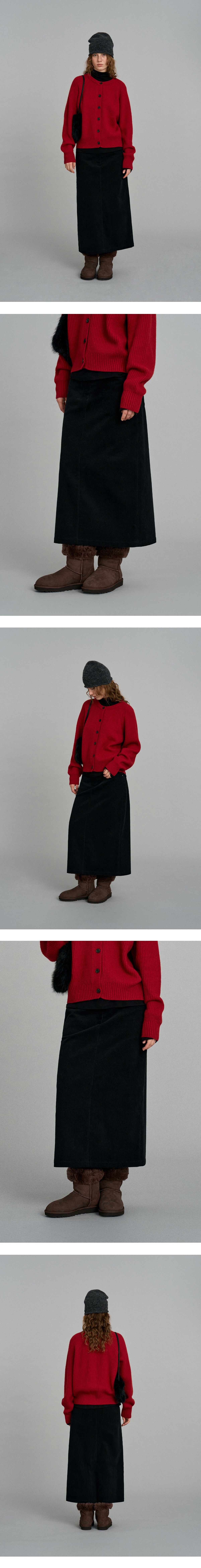Mango Maniplease Plee Corduroy Skirt Black