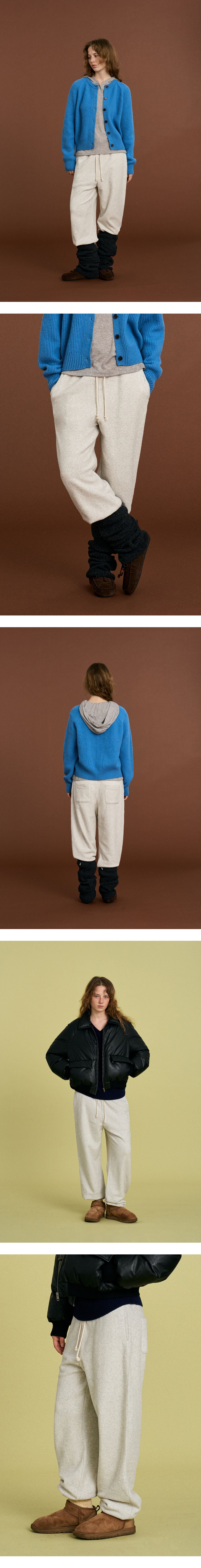 Mango Maniplease Popory Jogger Pants Oat Grey