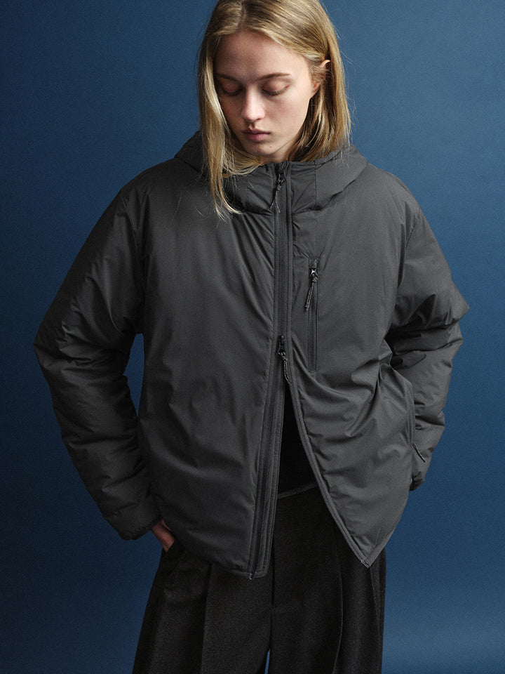 Facade Pattern Padded Hoodie Jumper charcoal