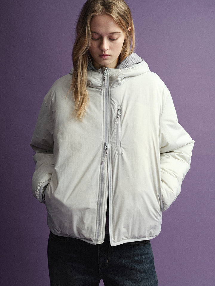 Facade Pattern Padded Hoodie Jumper sage