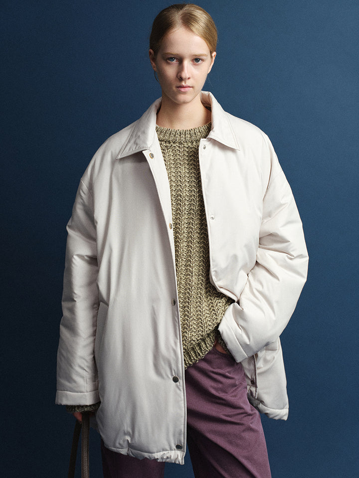 Facade Pattern Padded Midi Jacket beige