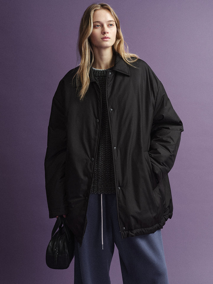 Facade Pattern Padded Midi Jacket black