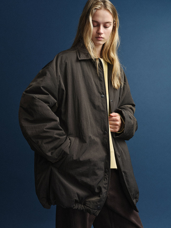 Facade Pattern Padded Midi Jacket brown