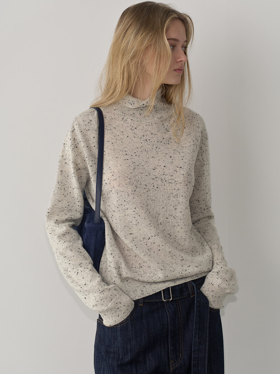 Facade Pattern Pure Cashmere Turtleneck Knitwear light grey