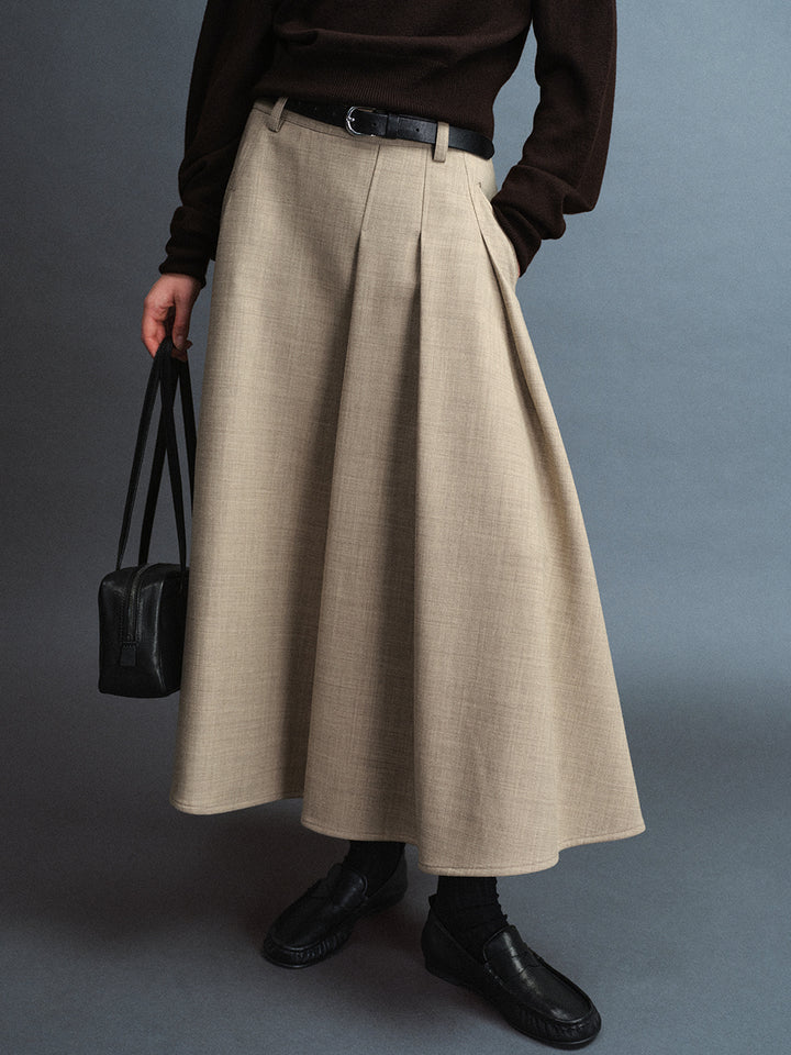 Facade Pattern Tailored Flare Skirt oatmeal
