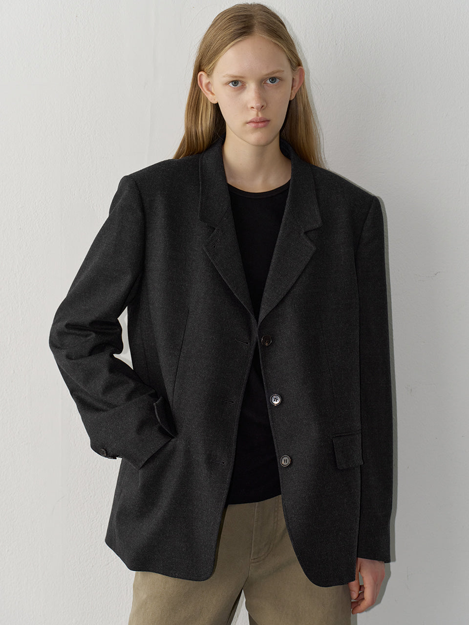 Facade Pattern Timeless 3-Button Jacket dark charcoal