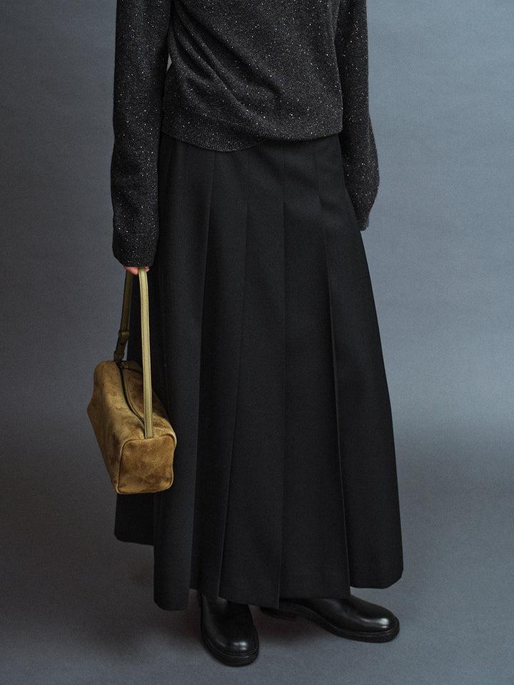 Facade Pattern Timeless Pleated Long Skirt black