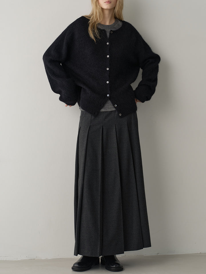 Facade Pattern Timeless Pleated Long Skirt dark charcoal