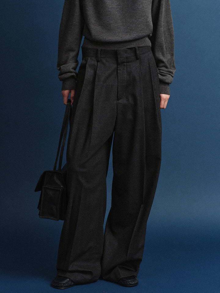 Facade Pattern Timeless Two-Pleat Wide Pants dark charcoal