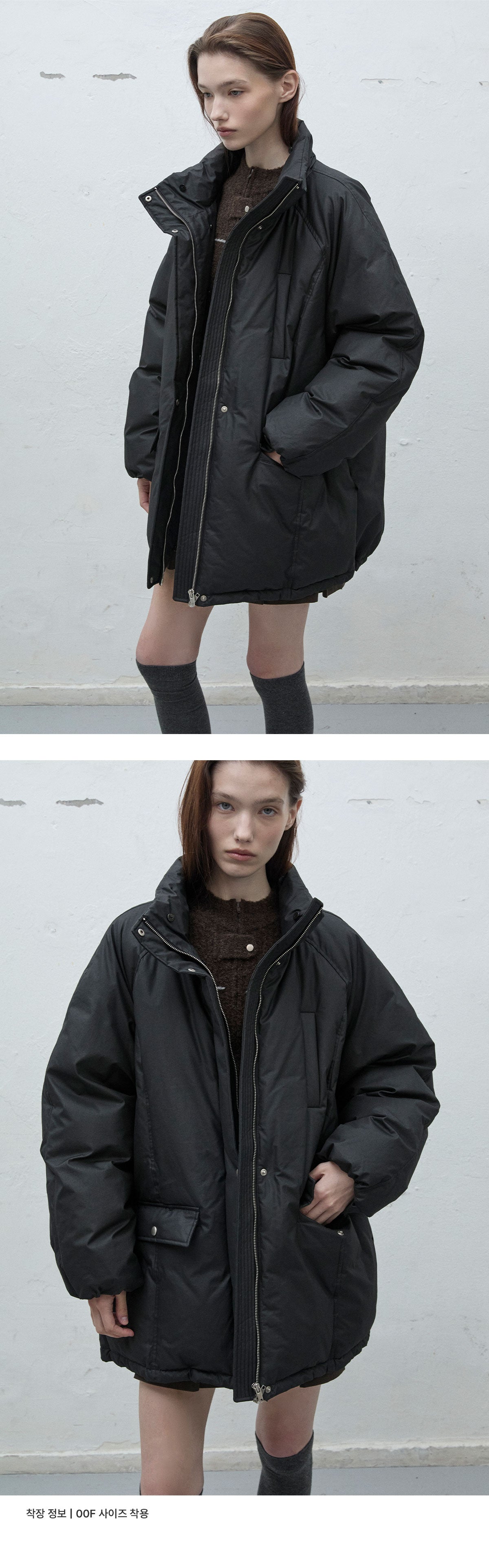Raive Detachable Faux Fur Duck Down Jumper in Black