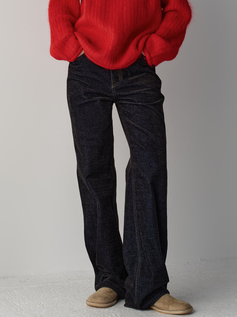 Facade Pattern Velvet Straight Denim deep indigo