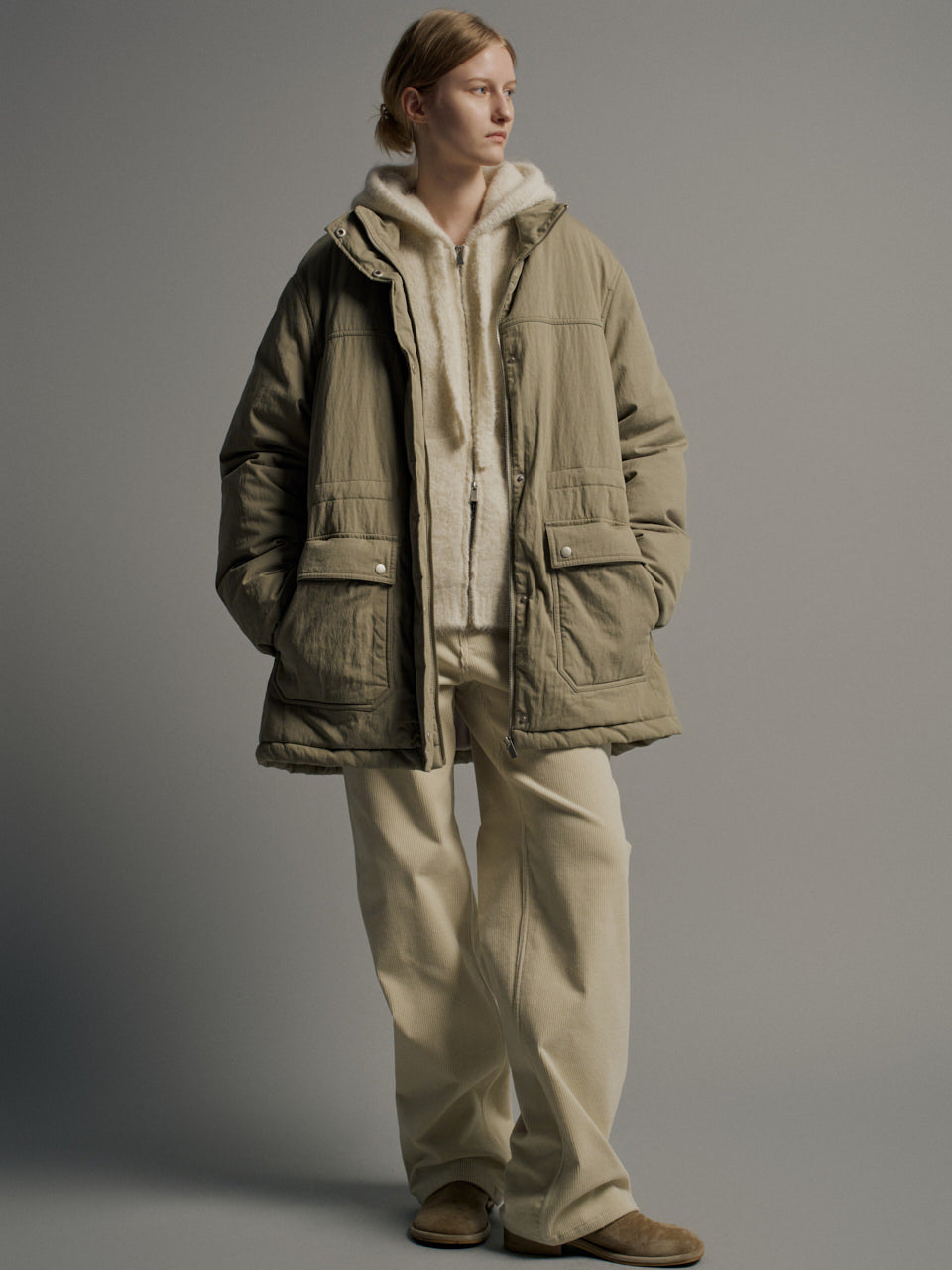Facade Pattern Vintage Padded Jumper khaki beige