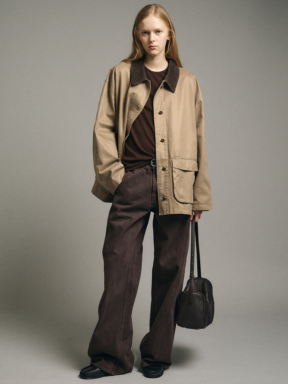 Facade Pattern Waxed Cotton Work Jacket beige