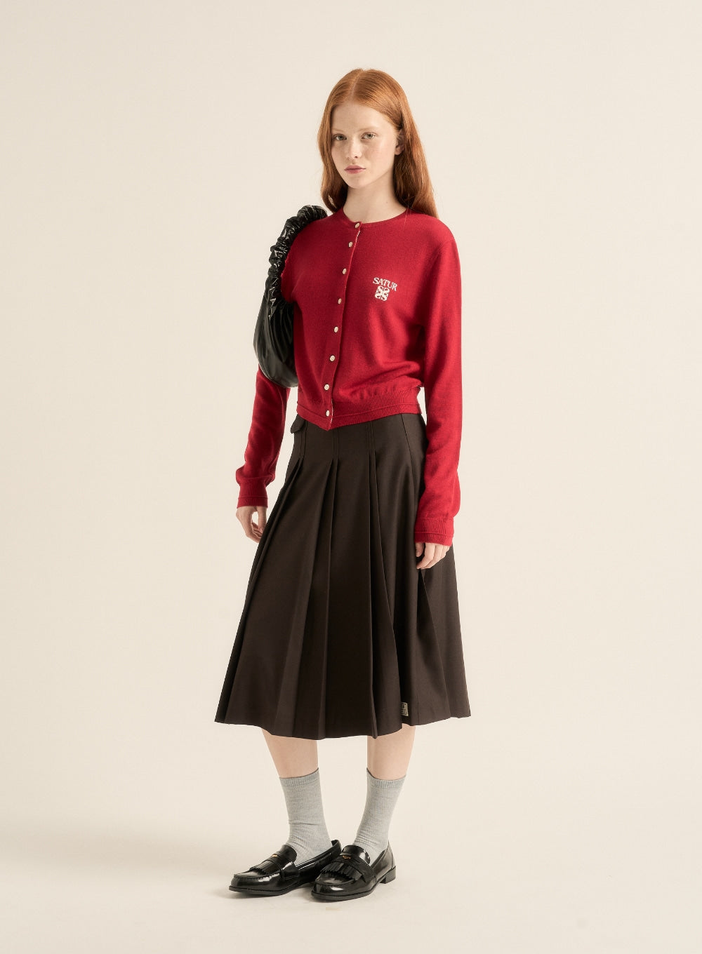 [satur] Scrunchie Medium Shoulder Bag - Black