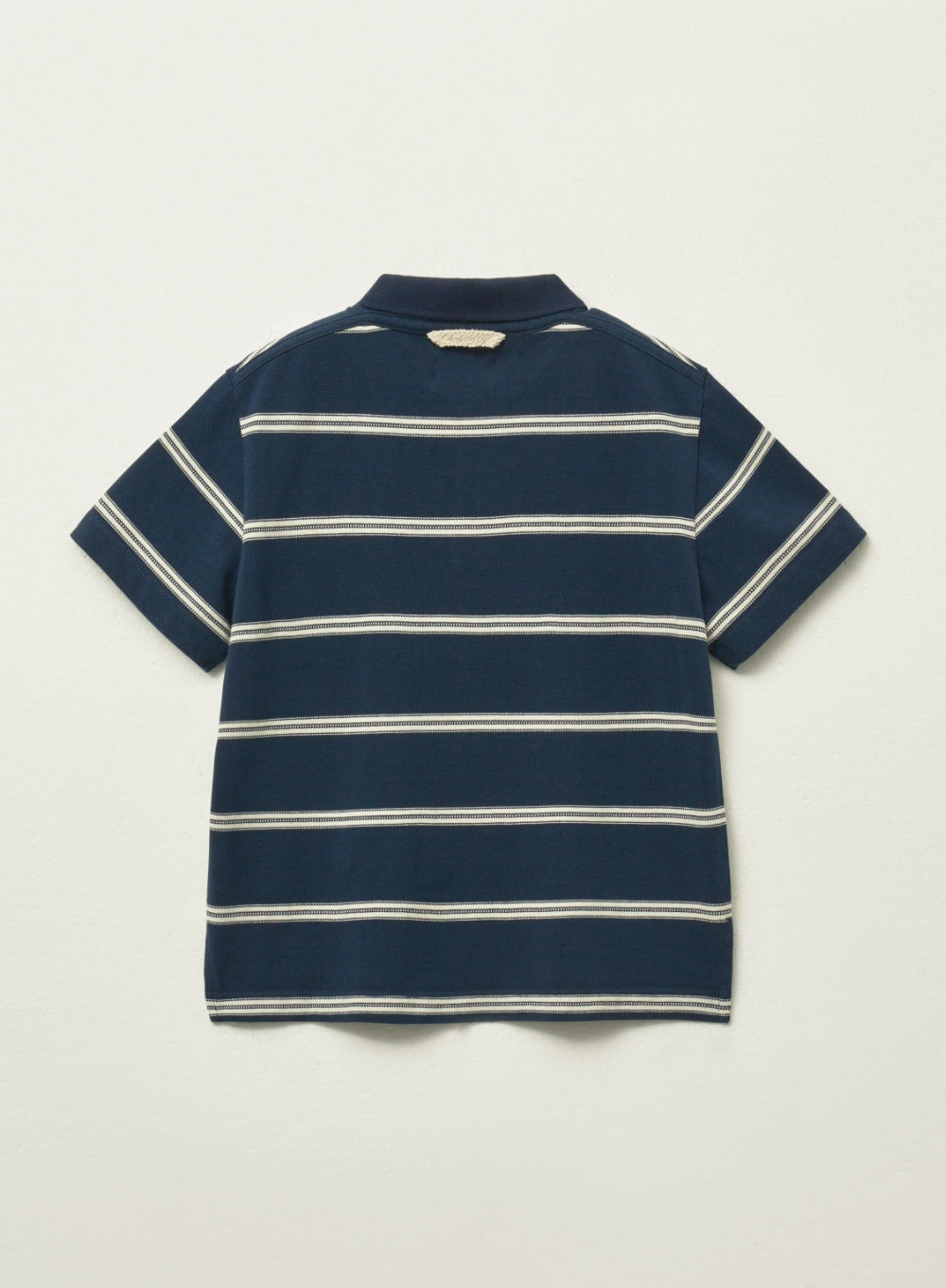 [satur] (W) Stripe Pique Polo T-Shirt - Navy