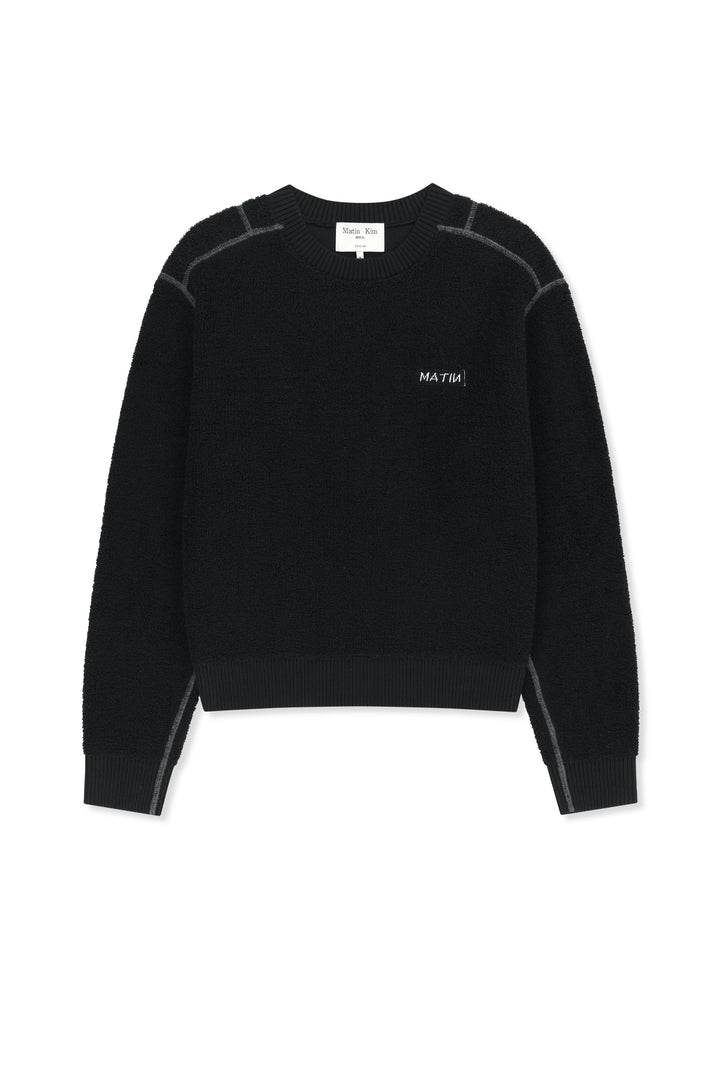 Matinkim Boucle Texture Knit Pullover IN Black
